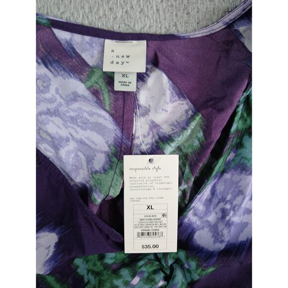 A New Day Dress Womens XL Purple Flowy Chic Dress High-Low Floral Target NWT - Picture 2 of 7